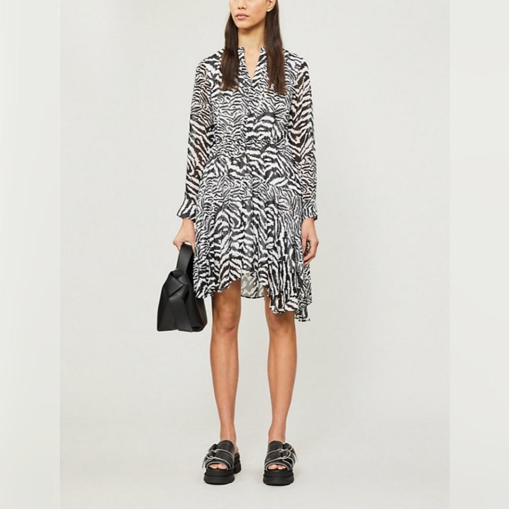 All Saints Martina Zebra Print Dress SZ M